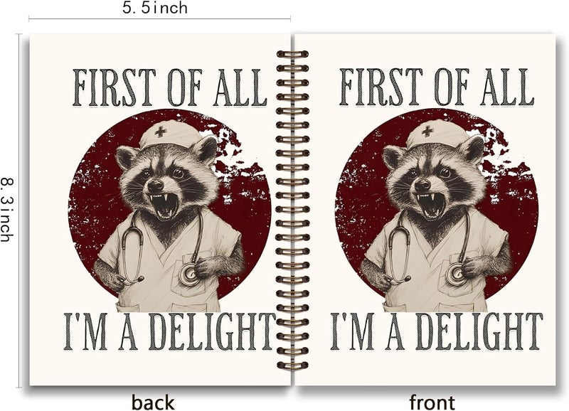 KDHTY Funny Raccoon Stethoscope Medical Notebook,Funny Office Notebook Raccoon Gifts Nurse Notebook,Cute Gifts for Nurses Students,Funny Office Supplies Doctor Nurse Notebook,Future Nurseing Doctor Gift,5.5x8.3 in - Image 2